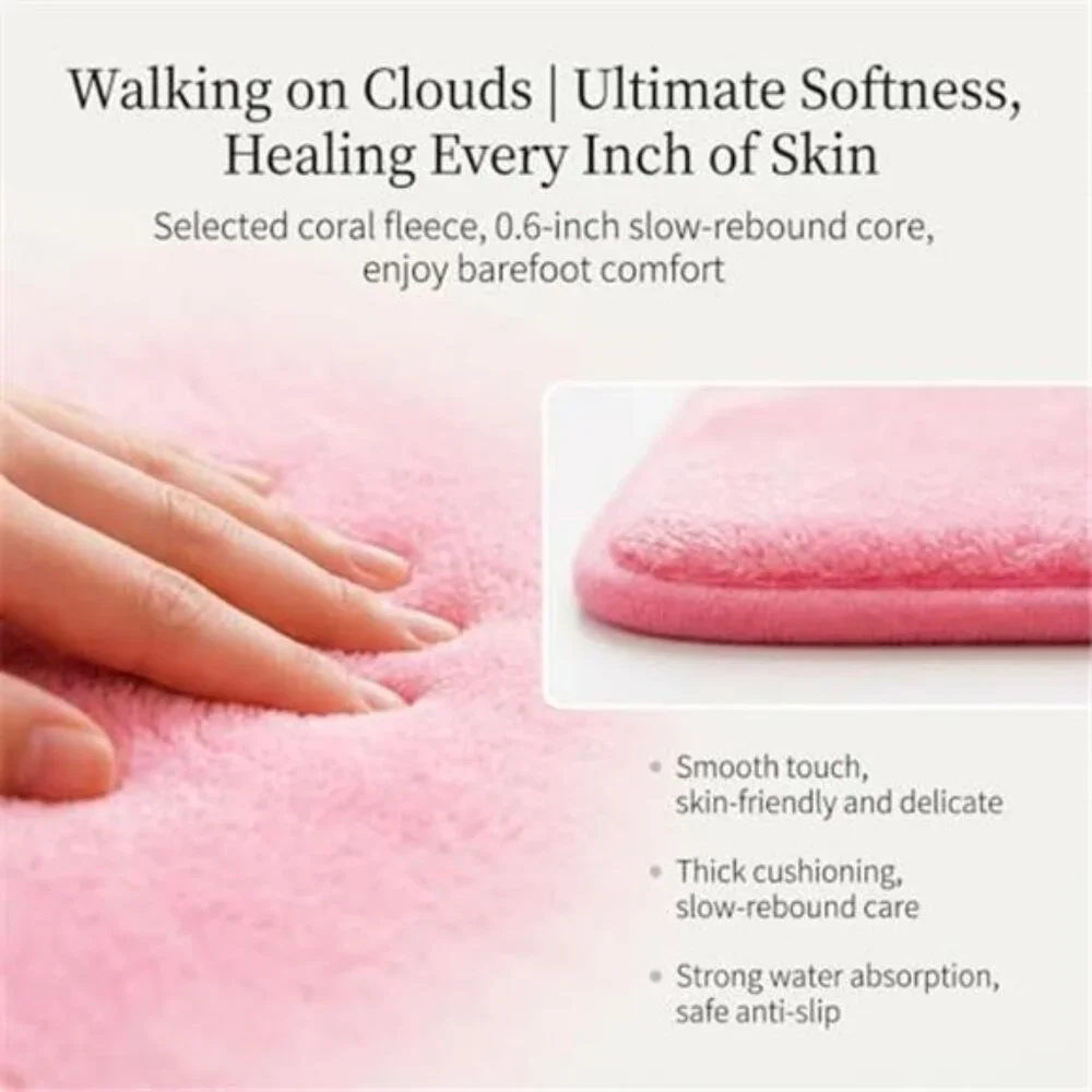Pink Cartoon Memory Foam Bath Mat Non Slip Absorbent Rug Bathroom Bedroom Door
